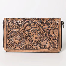 Load image into Gallery viewer, Western Hand Tooled Leather Wallet, Genuine Leather Wallet, Zipper Wallet, Genuine Leather Bag, Western Purse, Luxury Wallet