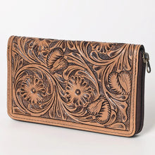 Load image into Gallery viewer, Western Hand Tooled Leather Wallet, Genuine Leather Wallet, Zipper Wallet, Genuine Leather Bag, Western Purse, Luxury Wallet