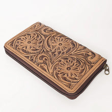 Load image into Gallery viewer, Western Hand Tooled Leather Wallet, Genuine Leather Wallet, Zipper Wallet, Genuine Leather Bag, Western Purse, Luxury Wallet