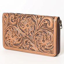 Load image into Gallery viewer, Western Hand Tooled Leather Wallet, Genuine Leather Wallet, Zipper Wallet, Genuine Leather Bag, Western Purse, Luxury Wallet
