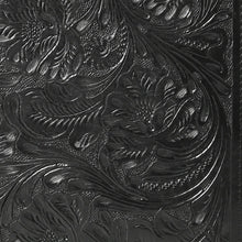 Load image into Gallery viewer, Hand Tooled Leather Portfolio, Black Leather Padfolio, Leather Legal Pad Portfolio, Leather Legal Pad Notebook, Tooled Leather Portfolio