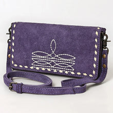 Load image into Gallery viewer, Victoria Suede Leather Boot Stitch Crossbody Wallet
