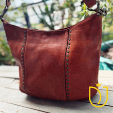 Load image into Gallery viewer, Apulia Cognac Italian Leather Shoulder Bag | Luxury Medium Leather Handbag with Zipper Closure
