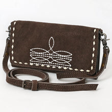 Load image into Gallery viewer, Victoria Suede Leather Boot Stitch Crossbody Wallet

