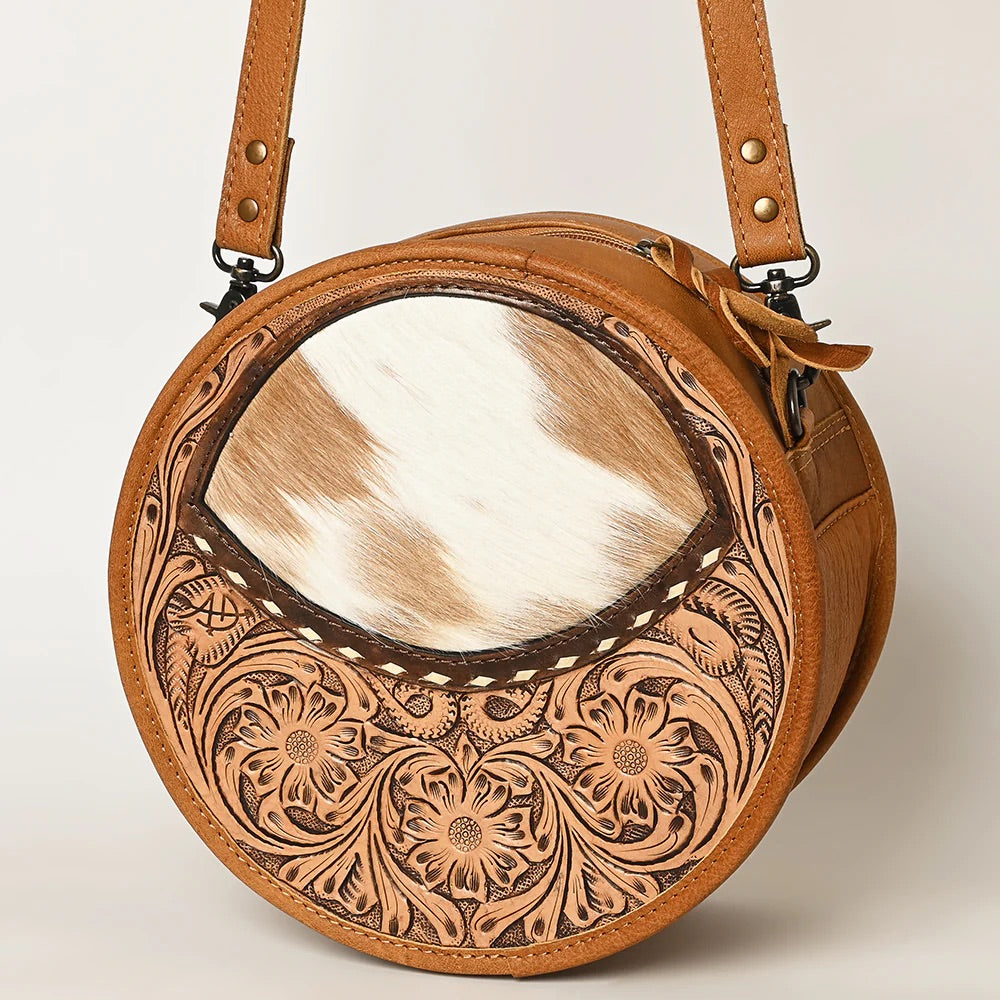 Gunsmoke Hand Tooled Leather Canteen Crossbody Purse