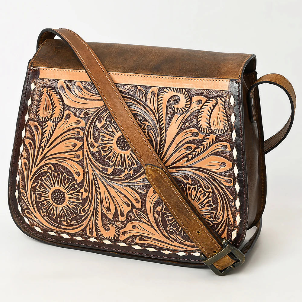 Barren River Hand Tooled Leather Crossbody Purse