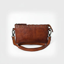 Load image into Gallery viewer, Santa Rosa studded leather crossbody purse in cognac with adjustable strap | Dodi Jo's
