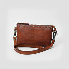 Load image into Gallery viewer, Santa Rosa studded leather crossbody purse in cognac, side view | Dodi Jo's
