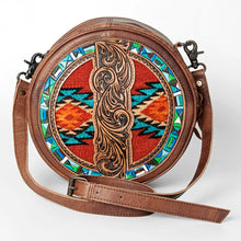 Load image into Gallery viewer, Slide Rock Western Leather Canteen Crossbody Purse
