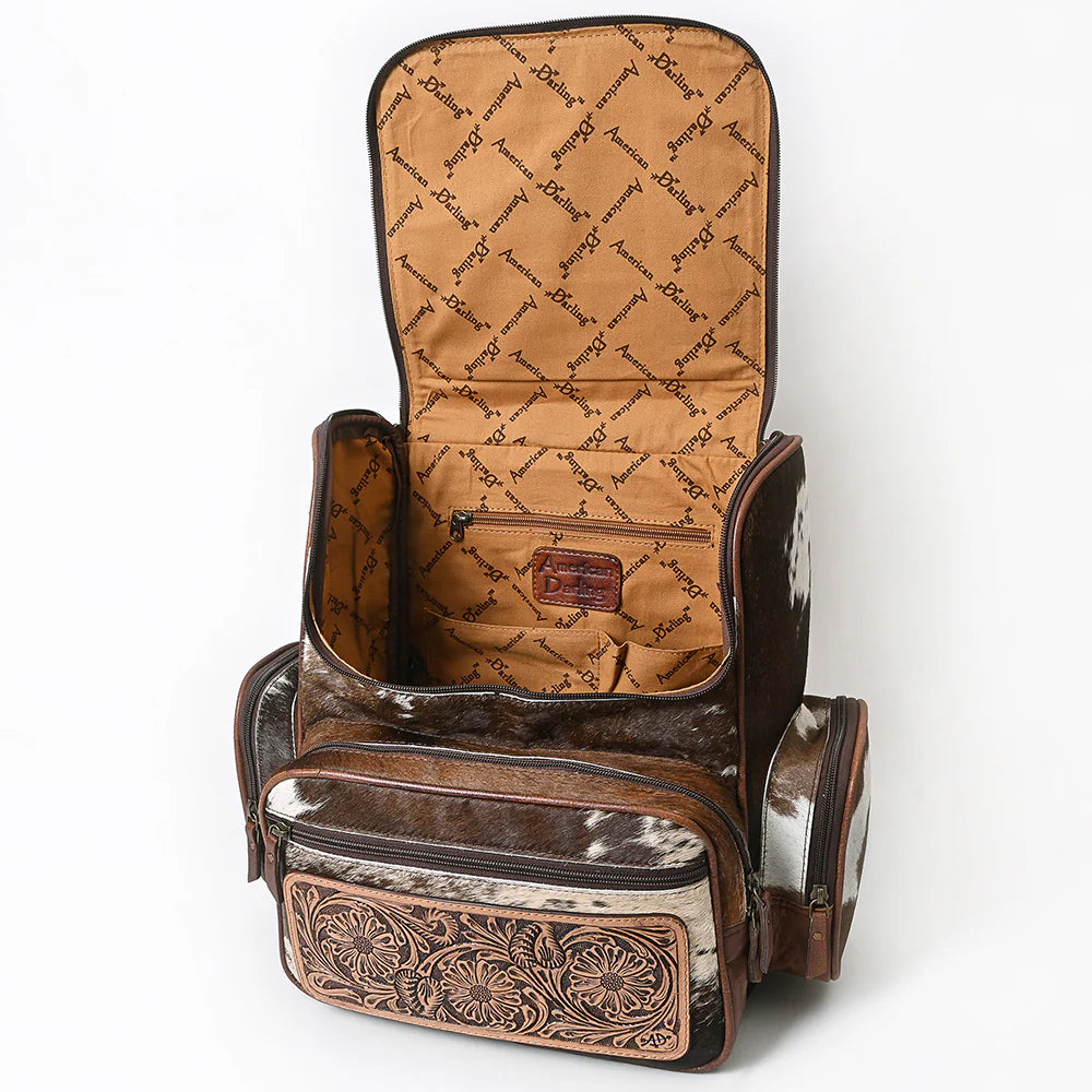 American Darling Backpack Hand Tooled Hair On Genuine Leather W. Women