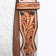 Load image into Gallery viewer, Round Top Hand Tooled Leather Belt
