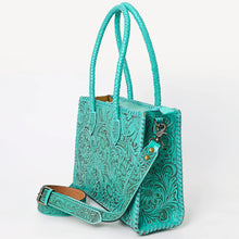 Load image into Gallery viewer, Green Grove Hand Tooled Leather Tote Bag
