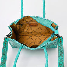 Load image into Gallery viewer, Green Grove Hand Tooled Leather Tote Bag
