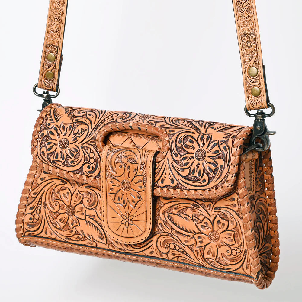 Kolob Hand Tooled Leather Crossbody Purse
