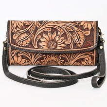 Load image into Gallery viewer, Bronze Bridle Hand Tooled Leather Crossbody Wallet
