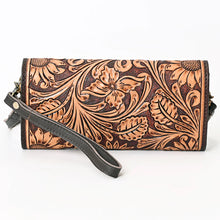 Load image into Gallery viewer, Bronze Bridle Hand Tooled Leather Crossbody Wallet
