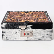 Load image into Gallery viewer, Wagon Train Cowhide and Leather Jewelry Safe

