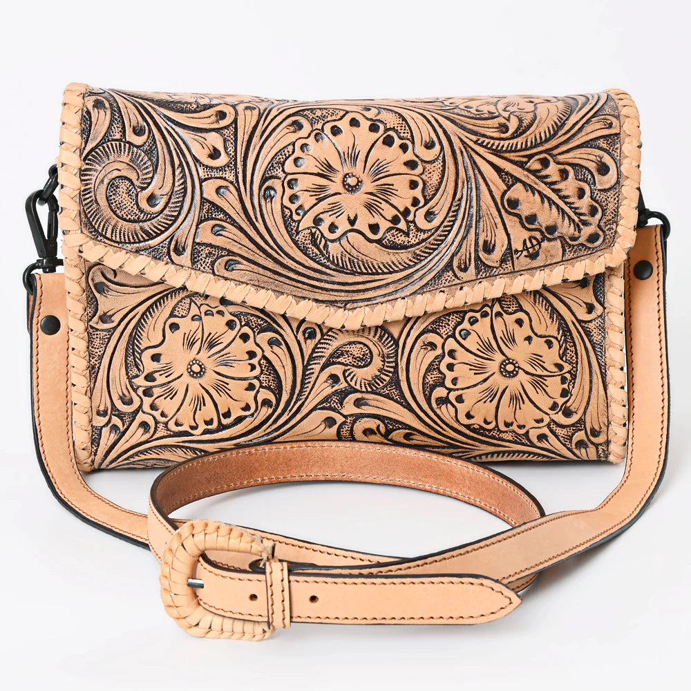 Desert Dancer Hand Tooled Leather Crossbody Purse