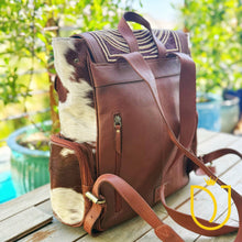 Load image into Gallery viewer, Sequoia Falls Tooled Leather and COwhide Western Backpack

