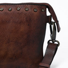 Load image into Gallery viewer, Santa Rosa studded leather crossbody purse in brown, detail view | Dodi Jo's
