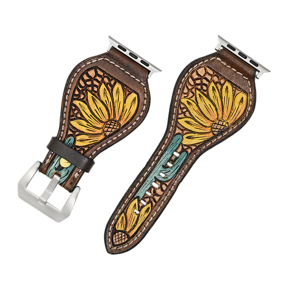 The Monica 45 Hand Tooled Apple Watch Band