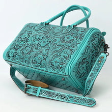 Load image into Gallery viewer, Frontier Belle Hand Tooled Leather Duffel Bag
