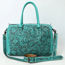 Load image into Gallery viewer, Frontier Belle Hand Tooled Leather Duffel Bag
