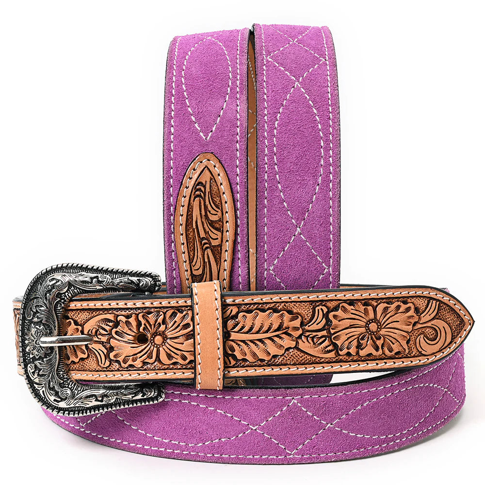 Desert Suede Hand Tooled Leather Belt