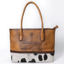 Load image into Gallery viewer, Sunstone Leather &amp; Cowhide Boot Stitch Tote Bag
