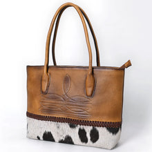 Load image into Gallery viewer, Sunstone Leather &amp; Cowhide Boot Stitch Tote Bag
