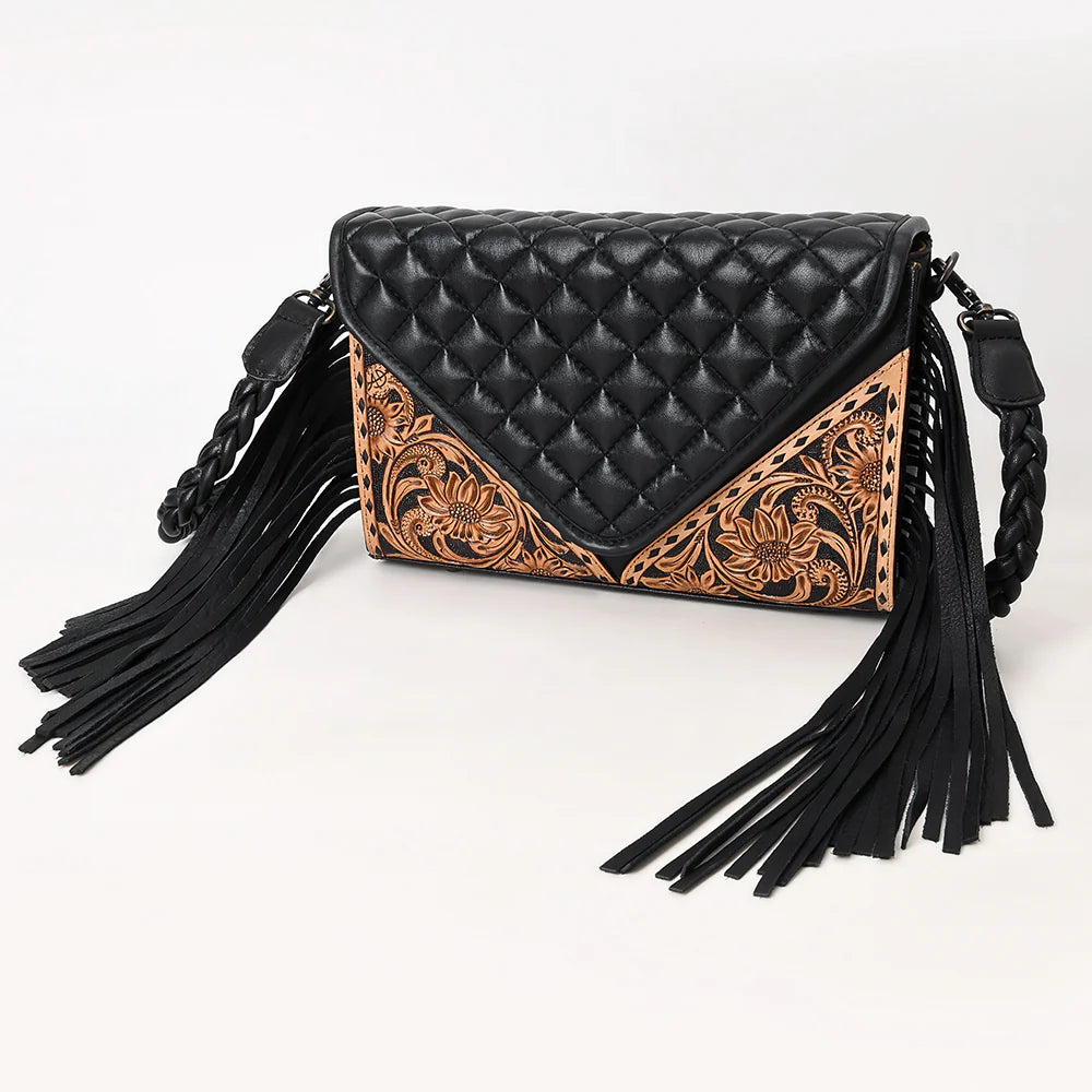 Blazing Saddle Hand Tooled Leather Crossbody Purse