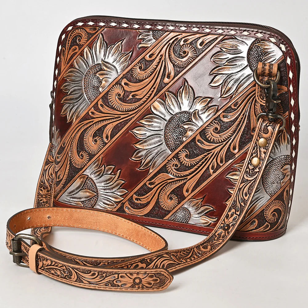 Maverick Hand Tooled Leather Crossbody Purse