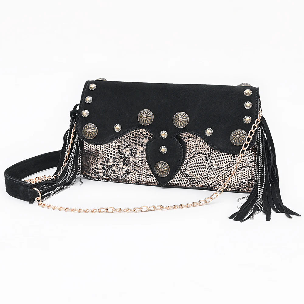 Sidewinder Suede Leather Shoulder Bag