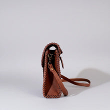 Load image into Gallery viewer, HLSR Genuine Hand Tooled Brown Leather Crossbody Bag
