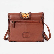 Load image into Gallery viewer, HLSR Genuine Hand Tooled Brown Leather Crossbody Bag

