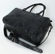 Load image into Gallery viewer, Frontier Belle Hand Tooled Leather Duffel Bag
