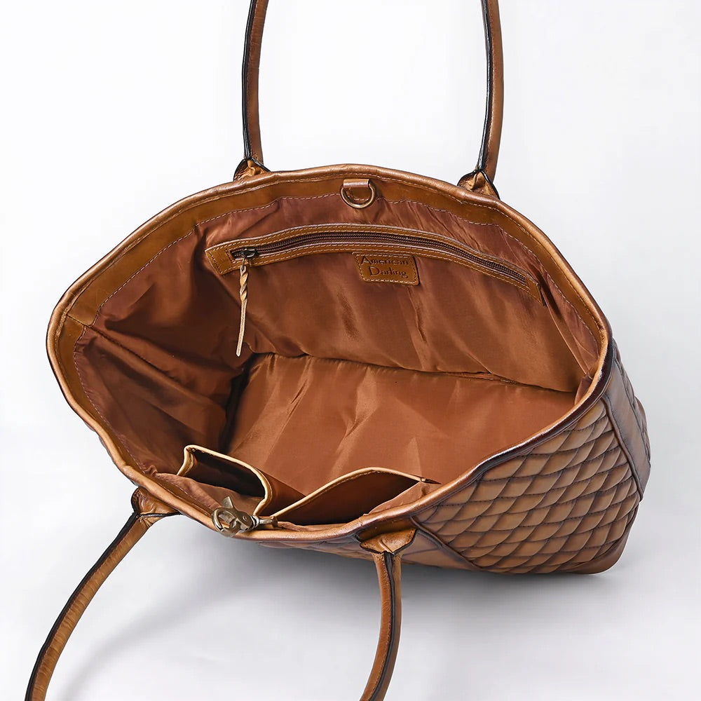 Bronze Bridle Quilted Leather Tote Bag