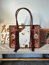 Load image into Gallery viewer, Spring Blooms Hand Tooled Leather Tote Bag
