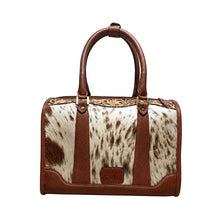 Load image into Gallery viewer, Fallon multi-tone hair-on hide speedy bag with hand-tooled trim and Wrangler NFR 2026 charm
