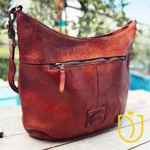 Load image into Gallery viewer, Apulia Cognac Italian Leather Shoulder Bag | Luxury Medium Leather Handbag with Zipper Closure
