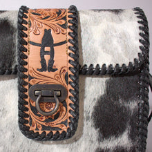 Load image into Gallery viewer, HLSR Genuine Hand Tooled and Hair On Leather Crossbody Bag
