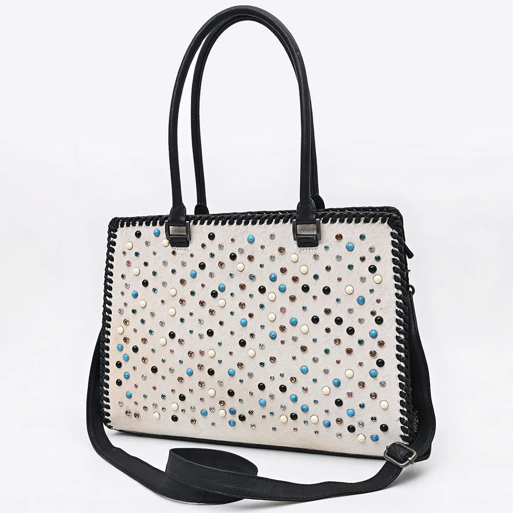 White Pearl Western Leather Shoulder Bag