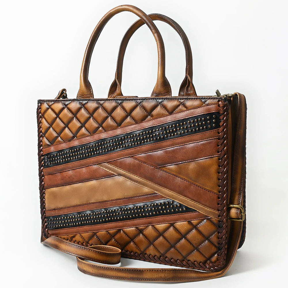 Desert Willow Western Leather Shoulder Tote Bag