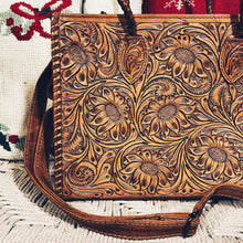Load image into Gallery viewer, Parkbend Hand Tooled Leather Tote Bag
