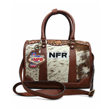 Load image into Gallery viewer, Fallon multi-tone hair-on hide speedy bag with hand-tooled trim and Wrangler NFR 2026 charm
