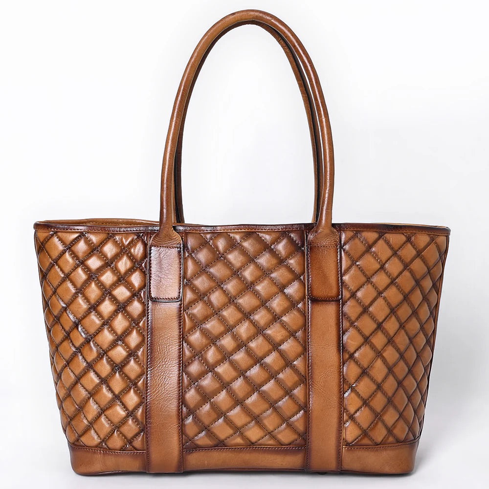 Bronze Bridle Quilted Leather Tote Bag