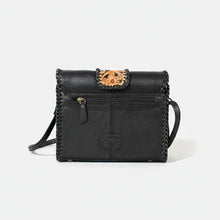 Load image into Gallery viewer, HLSR Genuine Hand Tooled Black Leather Crossbody Bag

