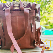 Load image into Gallery viewer, Sequoia Falls Tooled Leather and COwhide Western Backpack

