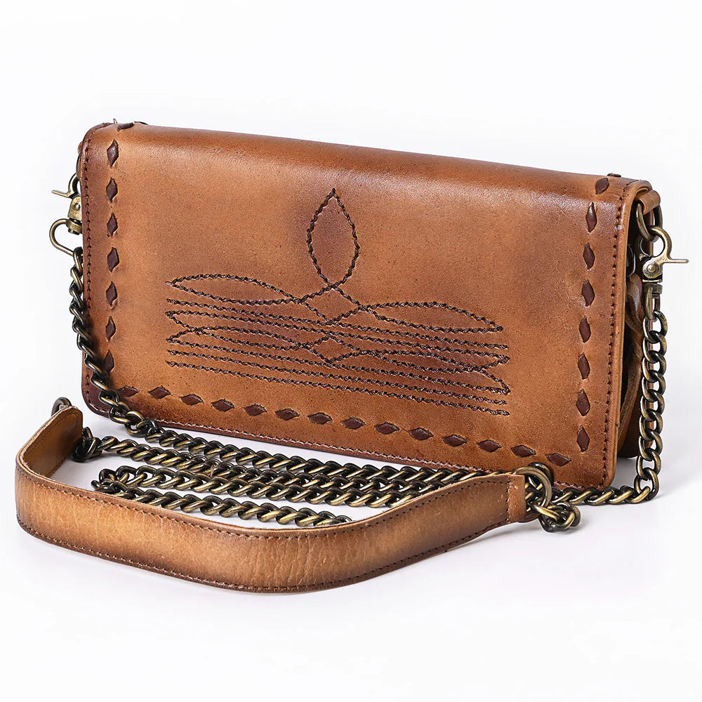 Rustic Roots Boot Stitch Leather Crossbody Wallet - Shop Dodi Jo's