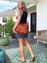 Load image into Gallery viewer, Apulia Cognac Italian Leather Shoulder Bag | Luxury Medium Leather Handbag with Zipper Closure
